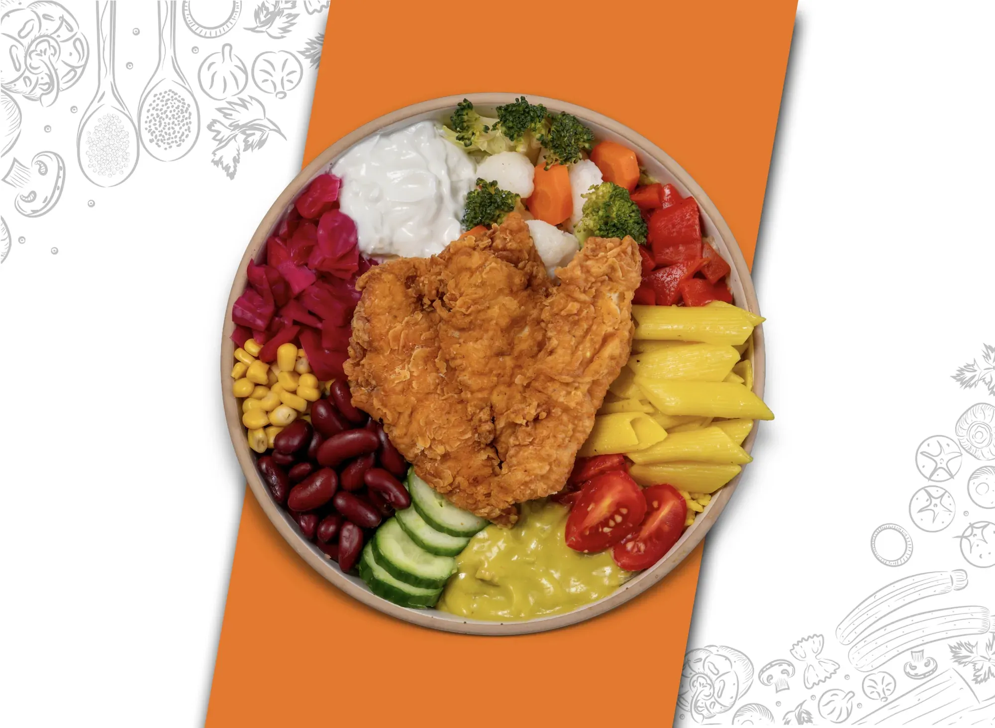 Çıtır Tavuklu Makarnalı Bowl Kase